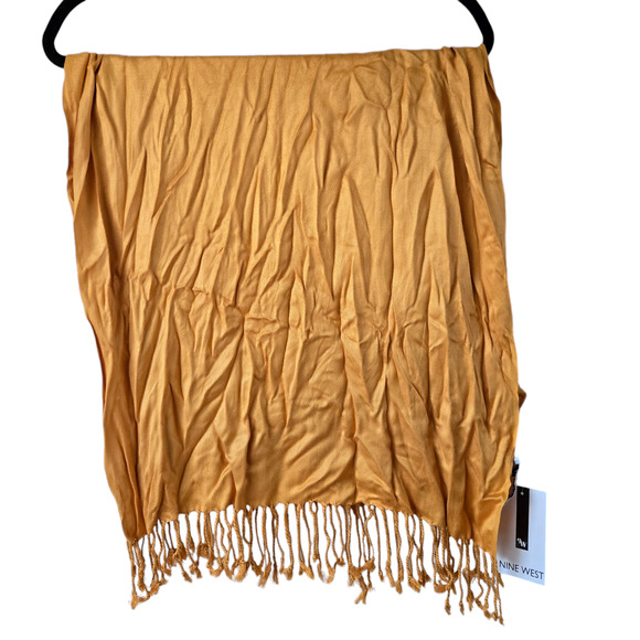 NWT Nine West Mustard Scarf Shawl with Tassels - Picture 2 of 6